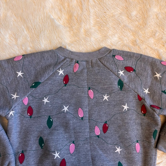 Wildfox Twinkle Lights Fiona Cropped Christmas Crew Neck Fleece Sweatshirt Small - Picture 4 of 5